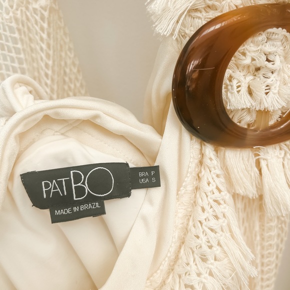 PATBO LONG SLEEVE FRINGE BEACH MAXI IVORY DRESS SMALL - Picture 11 of 12